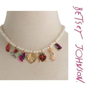 Betsey Johnson Pearl Charm Necklace